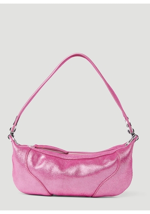 BY FAR Mini Amira Jeans Lame Leather Shoulder Bag - Woman Shoulder Bags Pink One Size