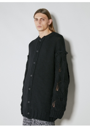 Yohji Yamamoto Designed Sleeve Wool Cardigan - Man Knitwear Black 3