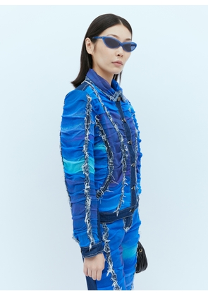 Paula Canovas del Vas Mesh Construction Denim Jacket - Woman Jackets Blue L