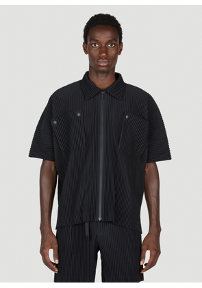 Homme Plissé Issey Miyake Pleated Short Sleeve Shirt - Man Shirts Black 3