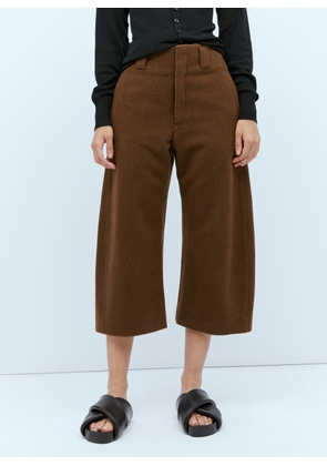 Lemaire Cropped Curved Pants - Woman Pants Brown Fr - 40