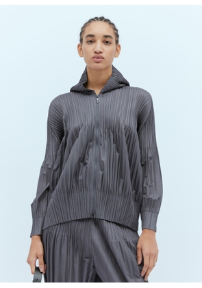 Pleats Please Issey Miyake Hooded Pleated Sweatshirt - Woman Sweatshirts Grey 5