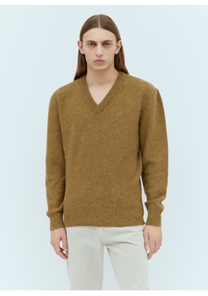 Lemaire V Neck Wool Sweater - Man Knitwear Brown Xl