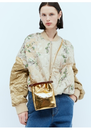 Dries Van Noten Crisp Small Leather Handbag - Woman Handbags Gold One Size