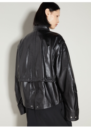 Helmut Lang Band Collar Leather Jacket - Woman Jackets Black L