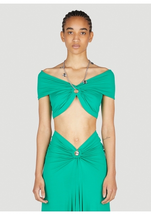 Paco Rabanne Necklace Off Shoulder Top - Woman Tops Green Fr - 38