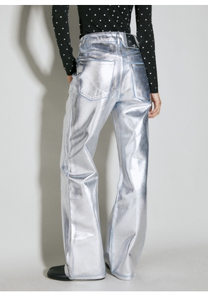 Paco Rabanne Metallic Coated Denim Jeans - Woman Jeans Silver 25