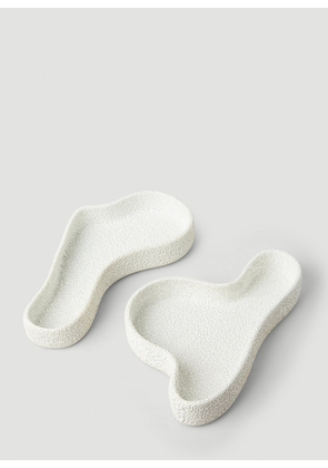 Marloe Marloe Set Of Two Lava & Bone Curved Trays -  Ceramics White One Size