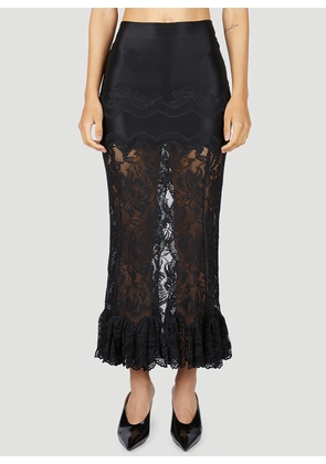 Paco Rabanne Sheer Lace Midi Skirt - Woman Skirts Black Fr - 36