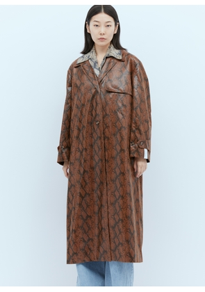 Rokh Double Layer Faux Snakeskin Embossed Coat - Woman Coats Brown Eu - 34