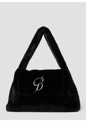 Blumarine Faux Fur Logo Handbag - Woman Handbags Black One Size