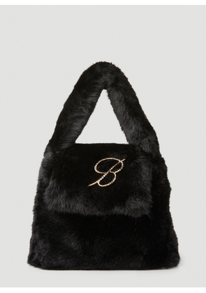 Blumarine Crystal B Faux Fur Handbag - Woman Handbags Black One Size