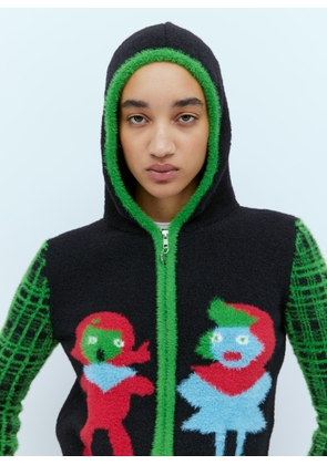 Chopova Lowena Bear Girl Hooded Knit Cardigan - Woman Knitwear Green M