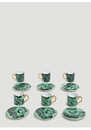 L'Objet Set Of Six Malachite Espresso Cup And Saucer -  Tea & Coffee Green One Size