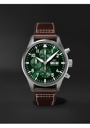 IWC Schaffhausen - Pilot's Automatic Chronograph 43mm Stainless Steel and Leather Watch, Ref. No. IW378005 - Men - Green