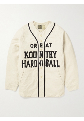 KAPITAL - Great Kountry Appliquéd Cotton and Linen-Blend Canvas Shirt - Men - Neutrals - 3