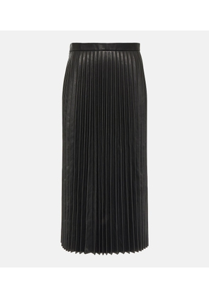 Balenciaga Pleated leather midi skirt