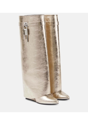 Givenchy Shark Lock metallic leather knee-high boots