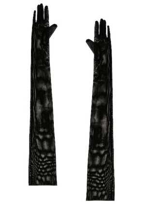Norma Kamali Long Gloves in Black Mesh - Black. Size M/L (also in XS/S).