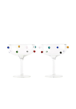 Maison Balzac Pomponette Coupes Set of 2 in Clear With Multi - NA. Size all.