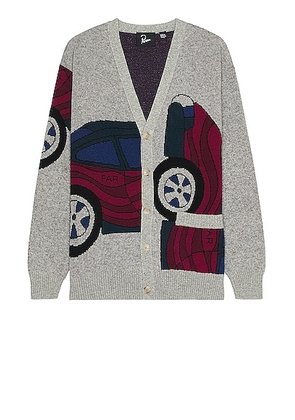 By Parra No Parking Knitted Cardigan in Grey Melange - Light Grey. Size L (also in M).