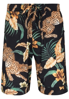 Desmond & Dempsey jungle print pajama shorts - Black