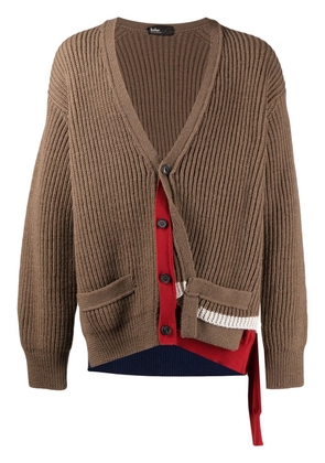 Kolor contrasting-trim detail V-neck cardigan - Brown
