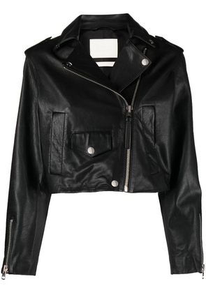 Citizens of Humanity Aria cropped leather biker jacket - Black