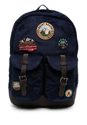 MC2 Saint Barth Cody patch-details corduroy backpack - Blue