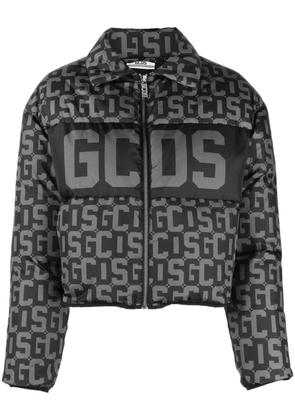 Gcds monogram-print cropped puffer jacket - Black
