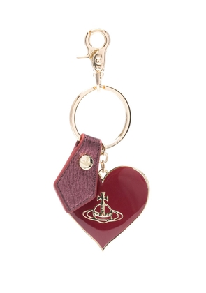 Vivienne Westwood Mirror Heart Orb leather keychain - Gold