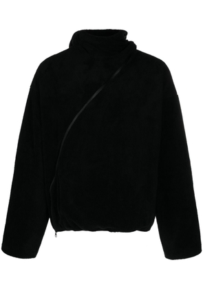 Post Archive Faction zip-detail fleece-texture hoodie - Black