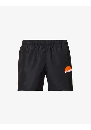 Logo-print mid-rise swim shorts