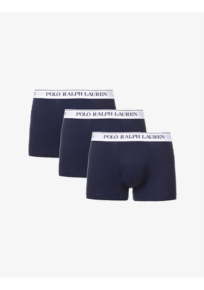 Pack of three logo–waistband classic-fit stretch-cotton trunks