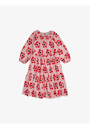 Floral-print long-sleeve woven dress 4-12 years