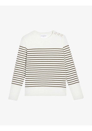 Trocade Breton-stripe stretch-woven top
