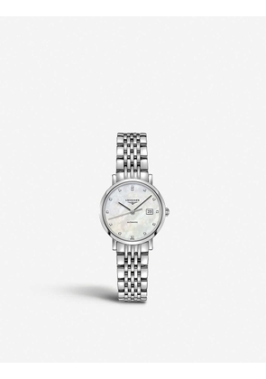 Longines Women's Silver L4.309.4.87.6 Elegant Diamond, Mother-Of-Pearl And Stainless Steel Watch