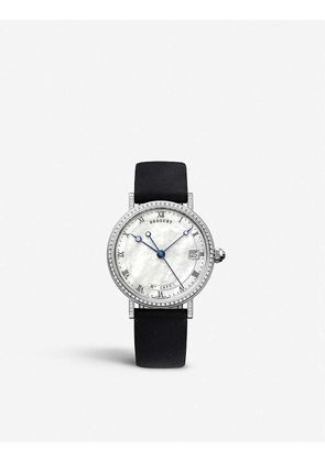 G9068BB52976DD00 Classique 9068 18ct white-gold, mother-of-pearl and leather automatic watch