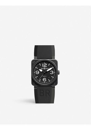 Bell & Ross Mens Black Br0392-Bl-Ce Heritage Aviation Ceramic And Leather Watch