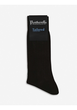 Pantherella Men's Chocolate Short Ribbed Cotton Socks, Size: 11