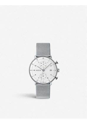 Junghans Mens Silver 027/4003.44 Max Bill Stainless Steel Chronoscope Watch