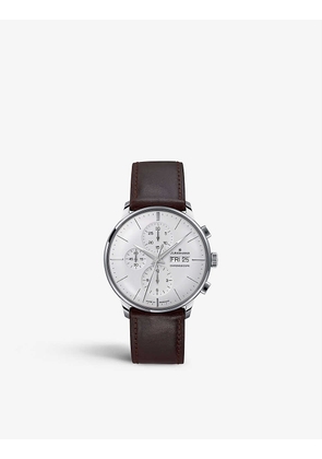 Junghans Mens Silver 027/4120.01 Meister Stainless Steel And Leather Chronoscope Watch