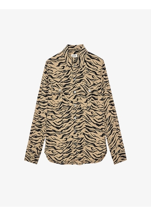 Teros tiger-print woven shirt