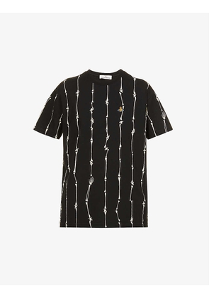 Bones-print brand-embroidered cotton T-shirt