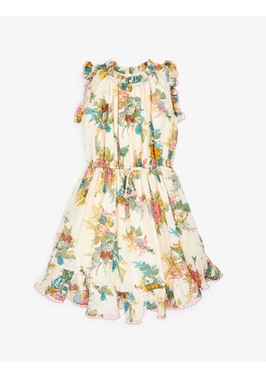 Clover floral-print cotton-poplin flip dress 4-12 years