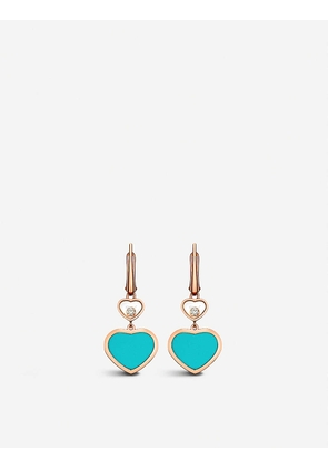 Chopard Women's Turquoise Happy Hearts 18ct Rose-Gold, Diamond And Earrings