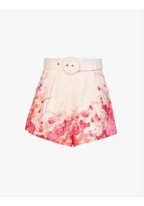 High Tide floral-print high-rise linen shorts