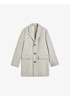 Ealand single-breasted marled wool-blend coat