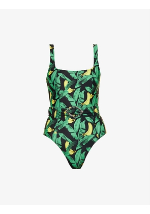 Graphic-print stretch-recycled polyamide swimsuit