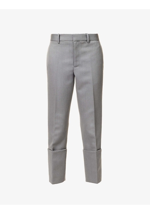 Logo-patch mid-rise wool-blend trousers